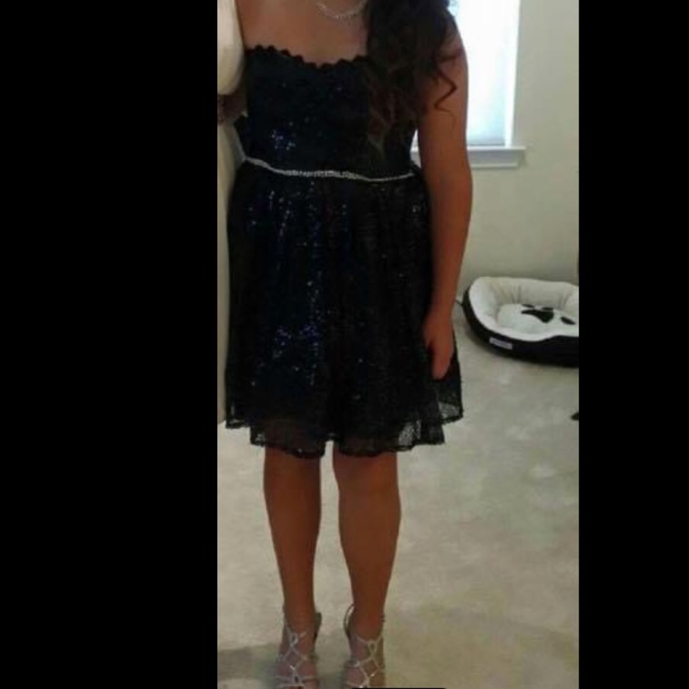Navy Blue Formal Strapless Dress